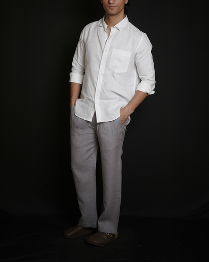 White Shirt & Grey Loose Pant Combination