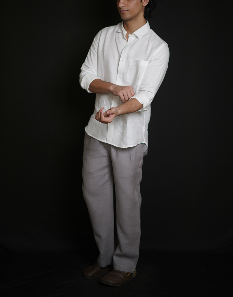 White Shirt & Grey Loose Pant Combination