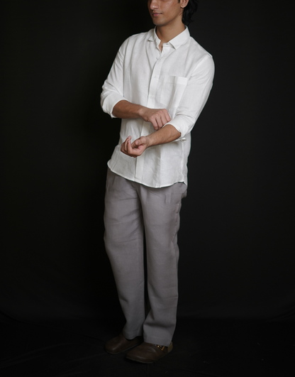 White Shirt & Grey Loose Pant Combination