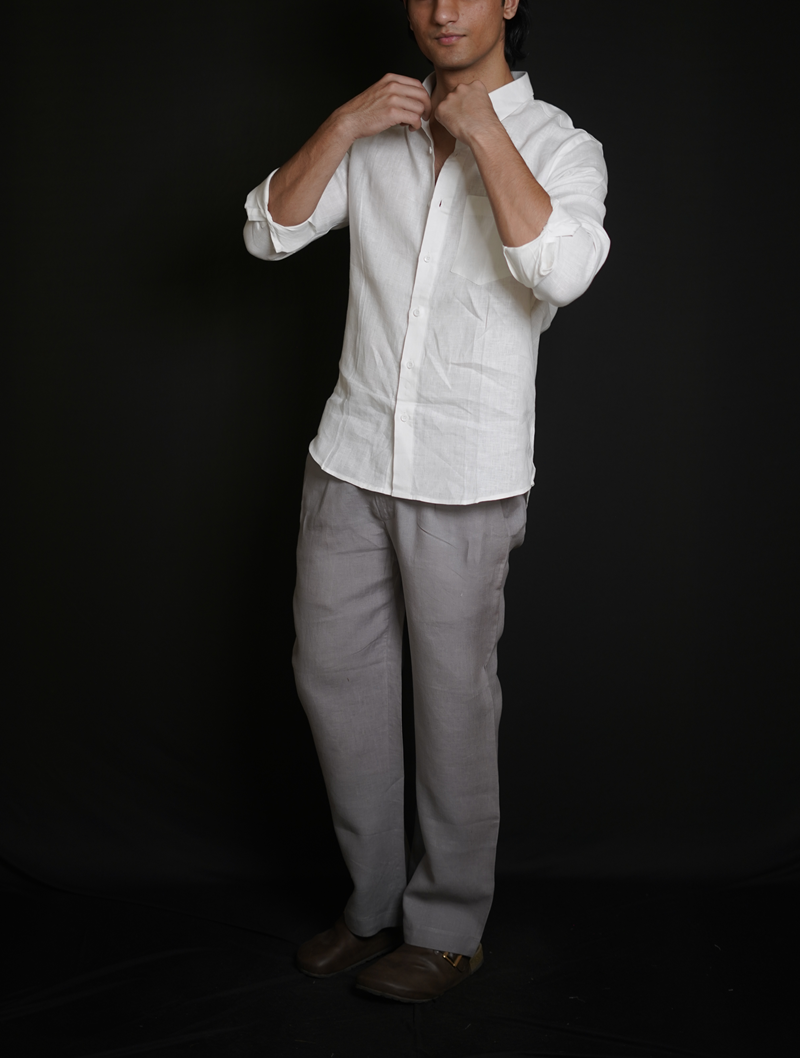 White Shirt & Grey Loose Pant Combination