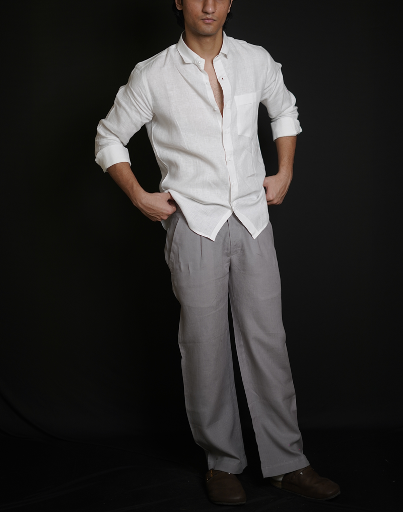White Shirt & Grey Loose Pant Combination