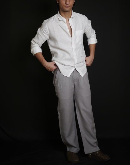 White Shirt & Grey Loose Pant Combination