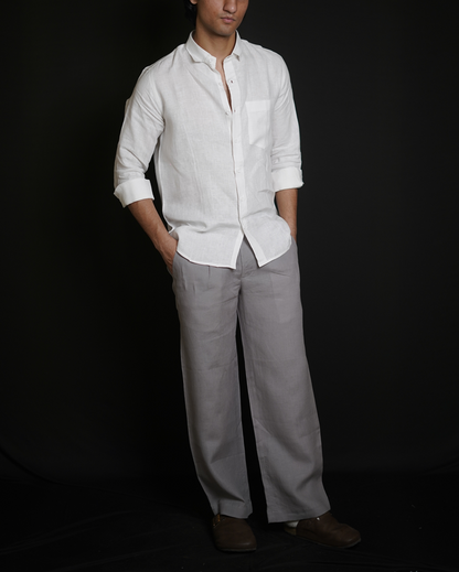 White Shirt & Grey Loose Pant Combination