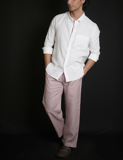 White Shirt & Dusty Pink Loose Pant Combination