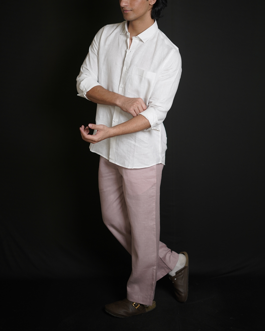 White Shirt & Dusty Pink Loose Pant Combination