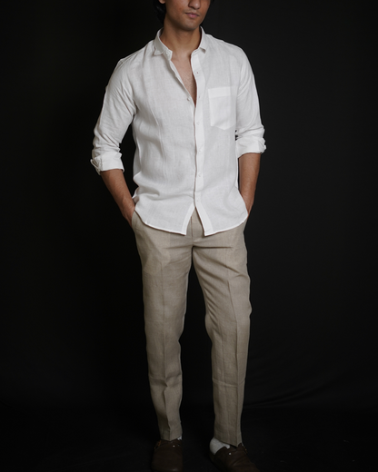 White Shirt & Natural Loose Pant Combination