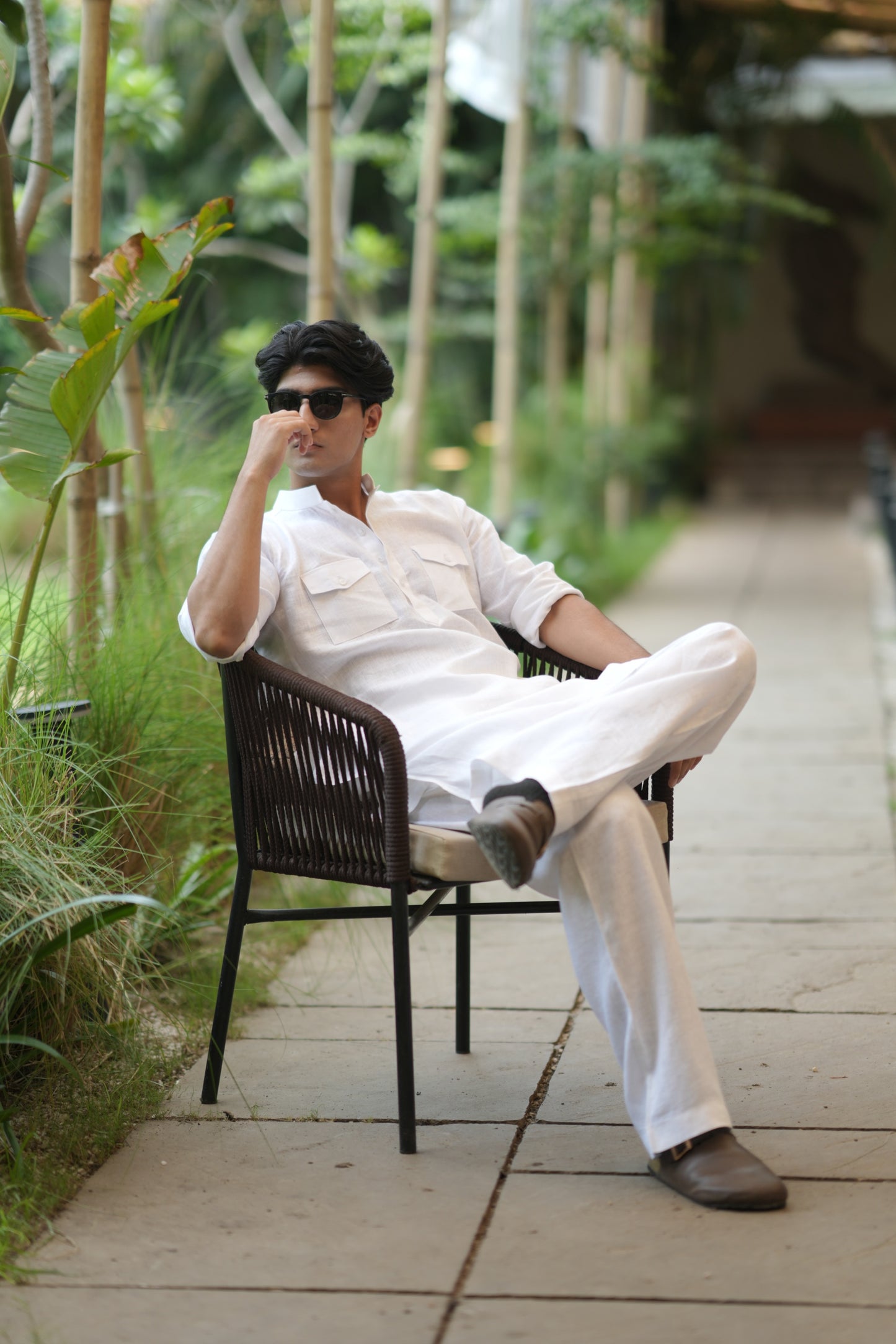 Pure White Kurta Pyjama Pocket Set
