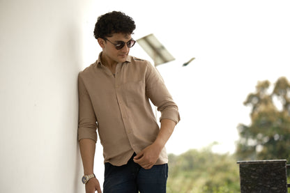 Linen Shirt – Beige Brown