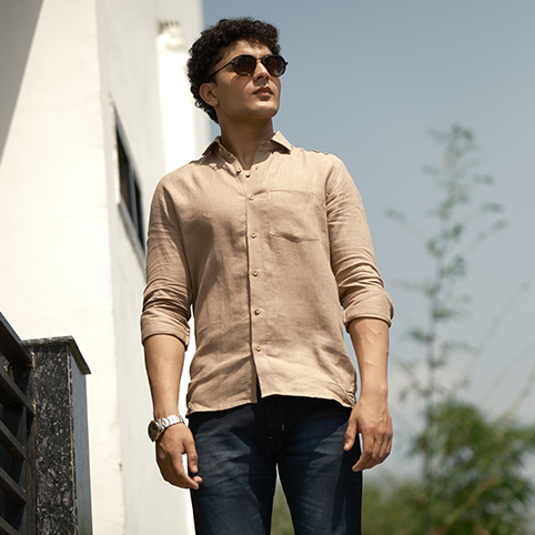 Linen Shirt – Beige Brown