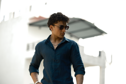 Linen Shirt – Teal Blue