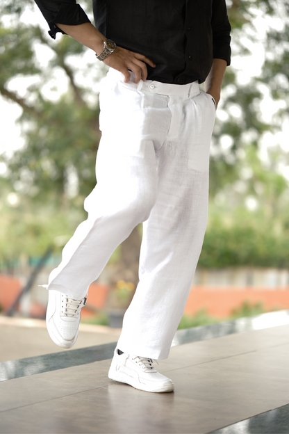 White - Pure Linen Loose Pants