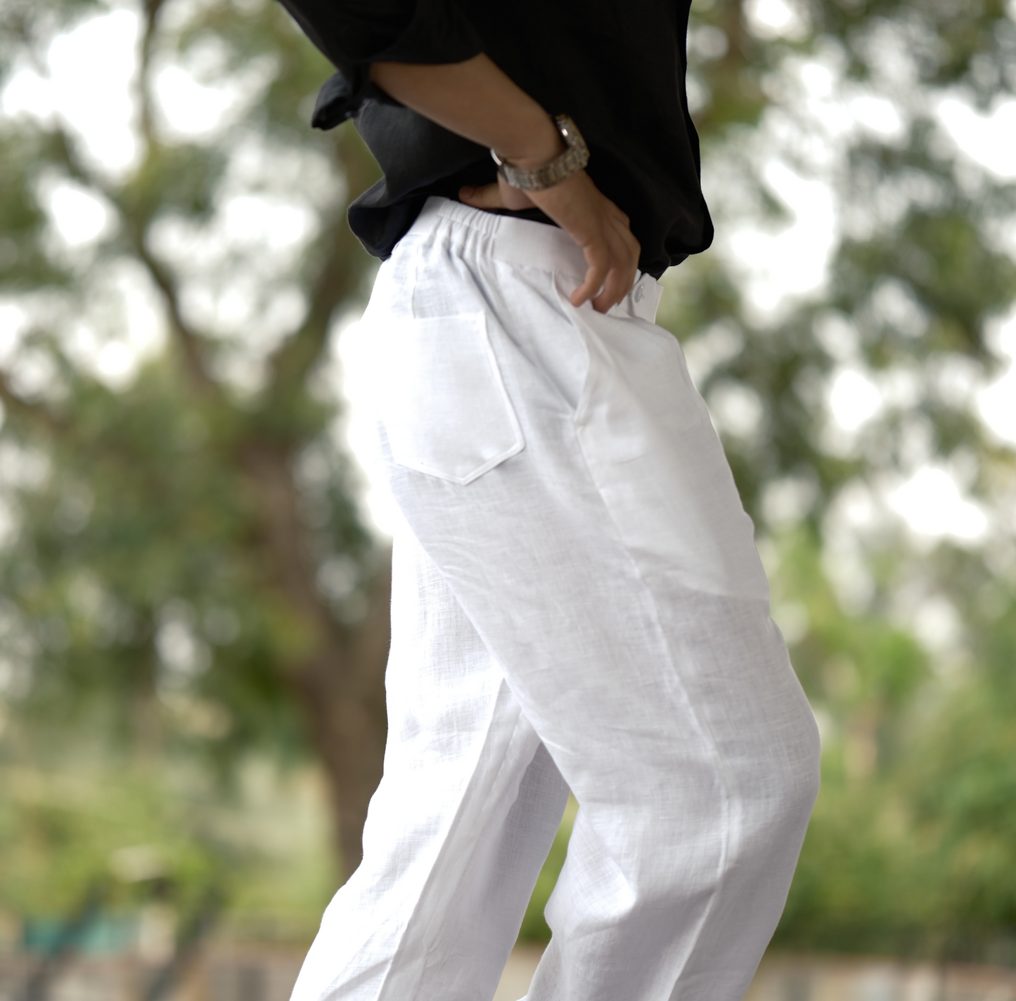 White - Pure Linen Loose Pants