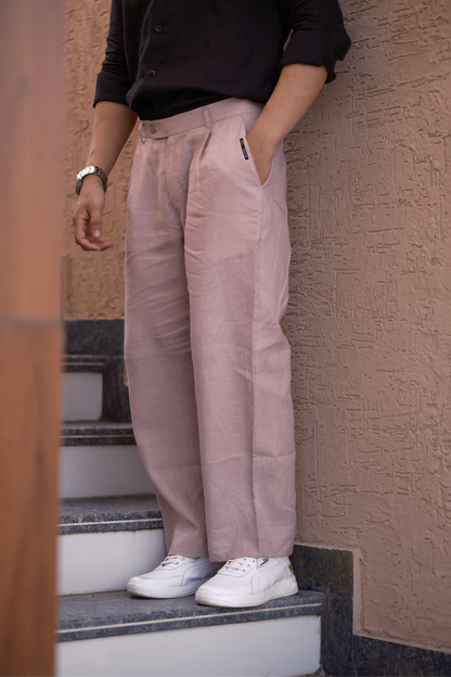 Dusty Pink - Pure Linen Loose Pants