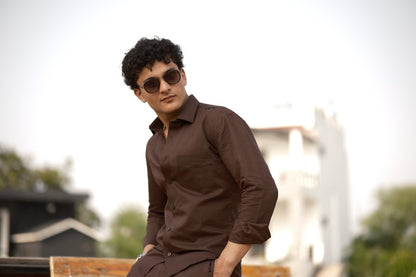 Cotton Linen Shirt - Brown