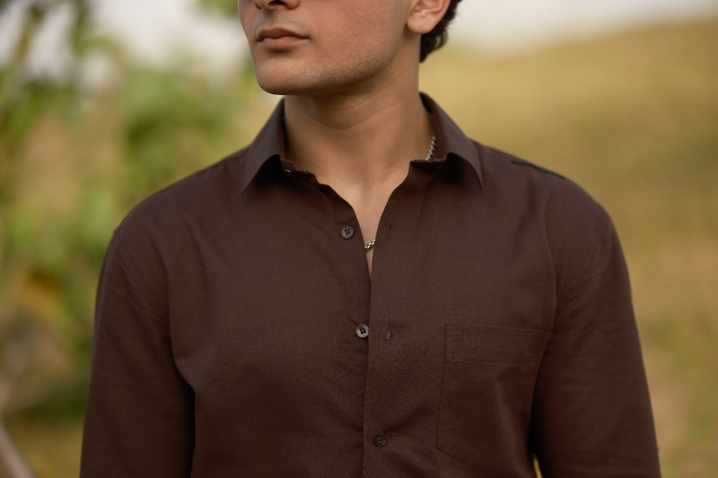 Cotton Linen Shirt - Brown