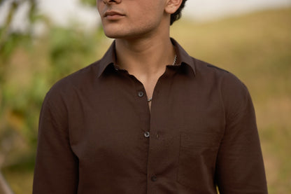 Cotton Linen Shirt - Brown