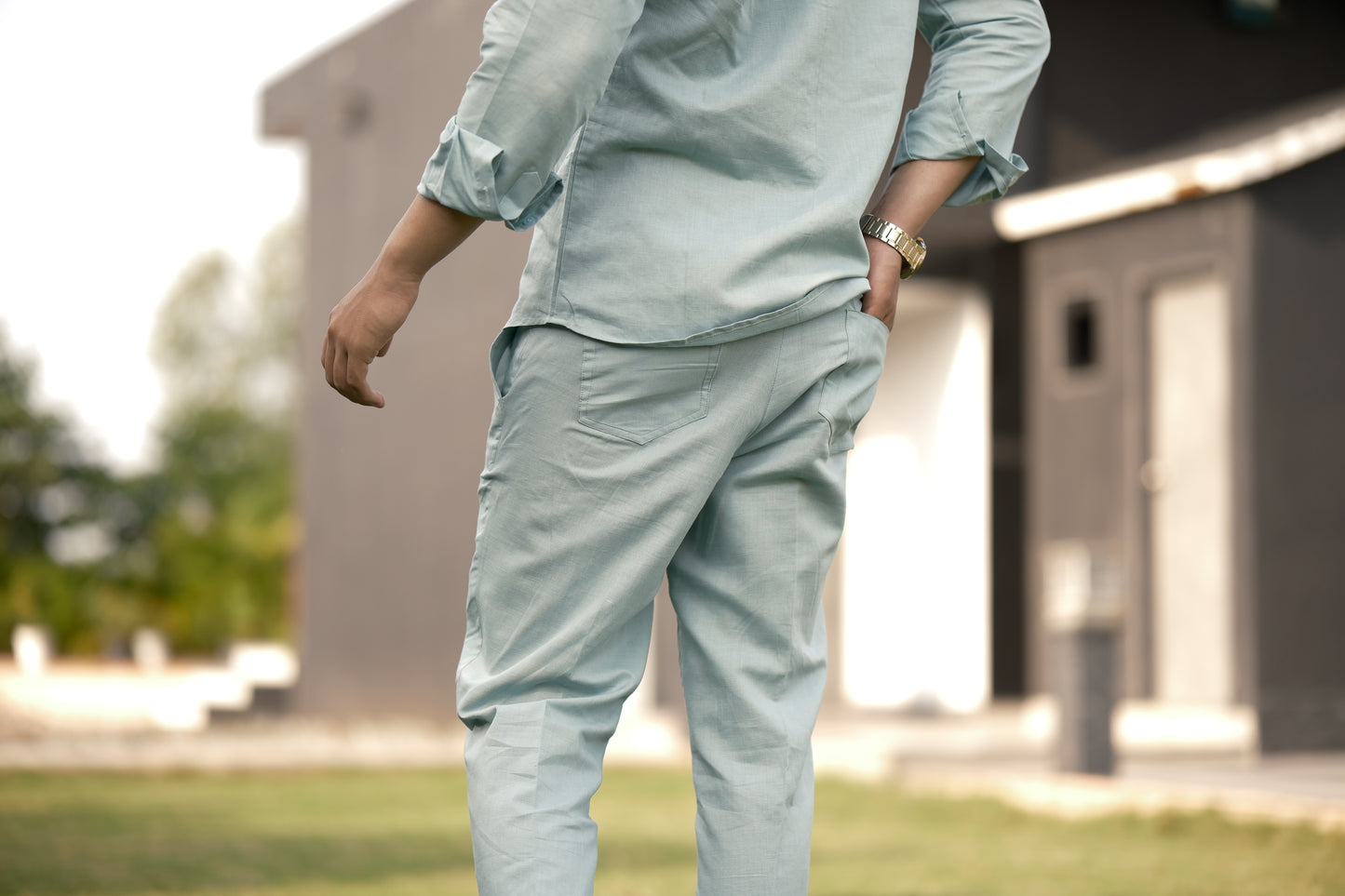 Cotton Linen Pant - Dusty Blue
