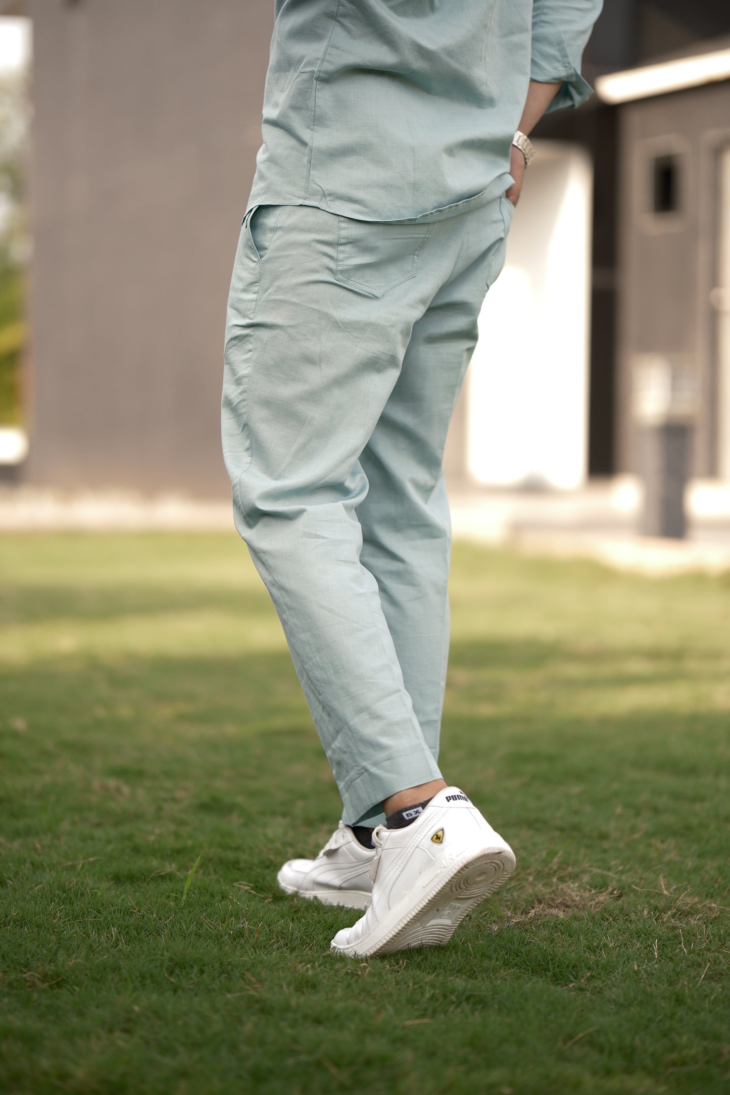 Cotton Linen Pant - Dusty Blue