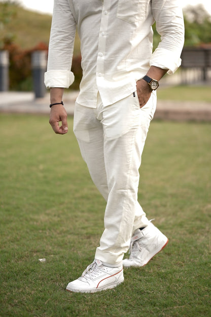 Cotton Linen Pant - Cream