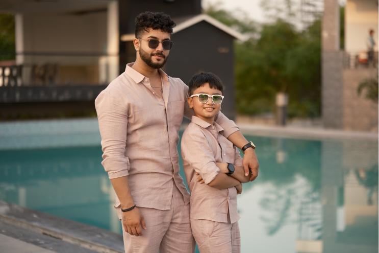 Dusty Pink - Father-Son Linen Co-ord Set Combo