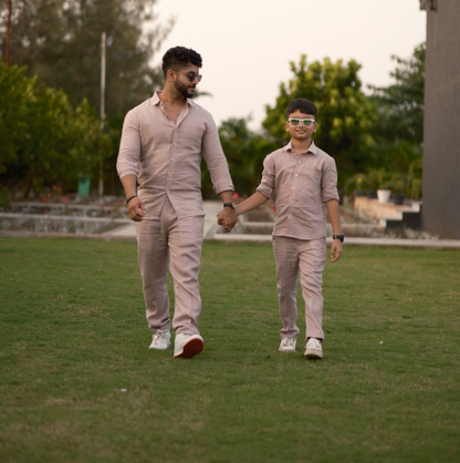 Dusty Pink - Father-Son Linen Co-ord Set Combo