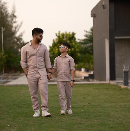 Dusty Pink - Father-Son Linen Co-ord Set Combo