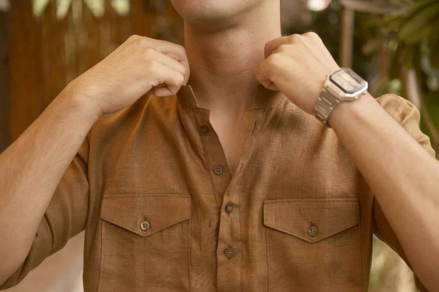 Tobacco Brown Kurta Pyjama Pocket Set