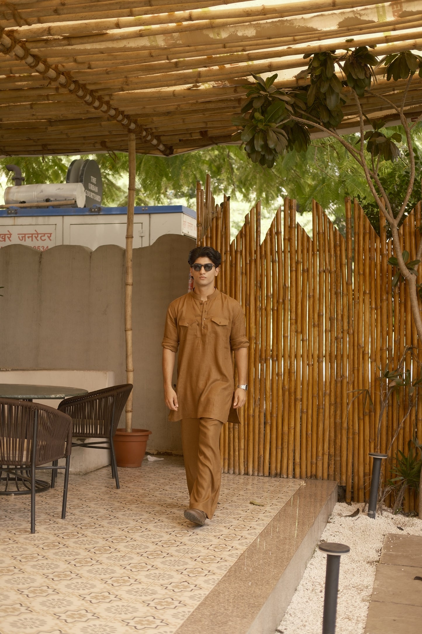 Tobacco Brown Kurta Pyjama Pocket Set