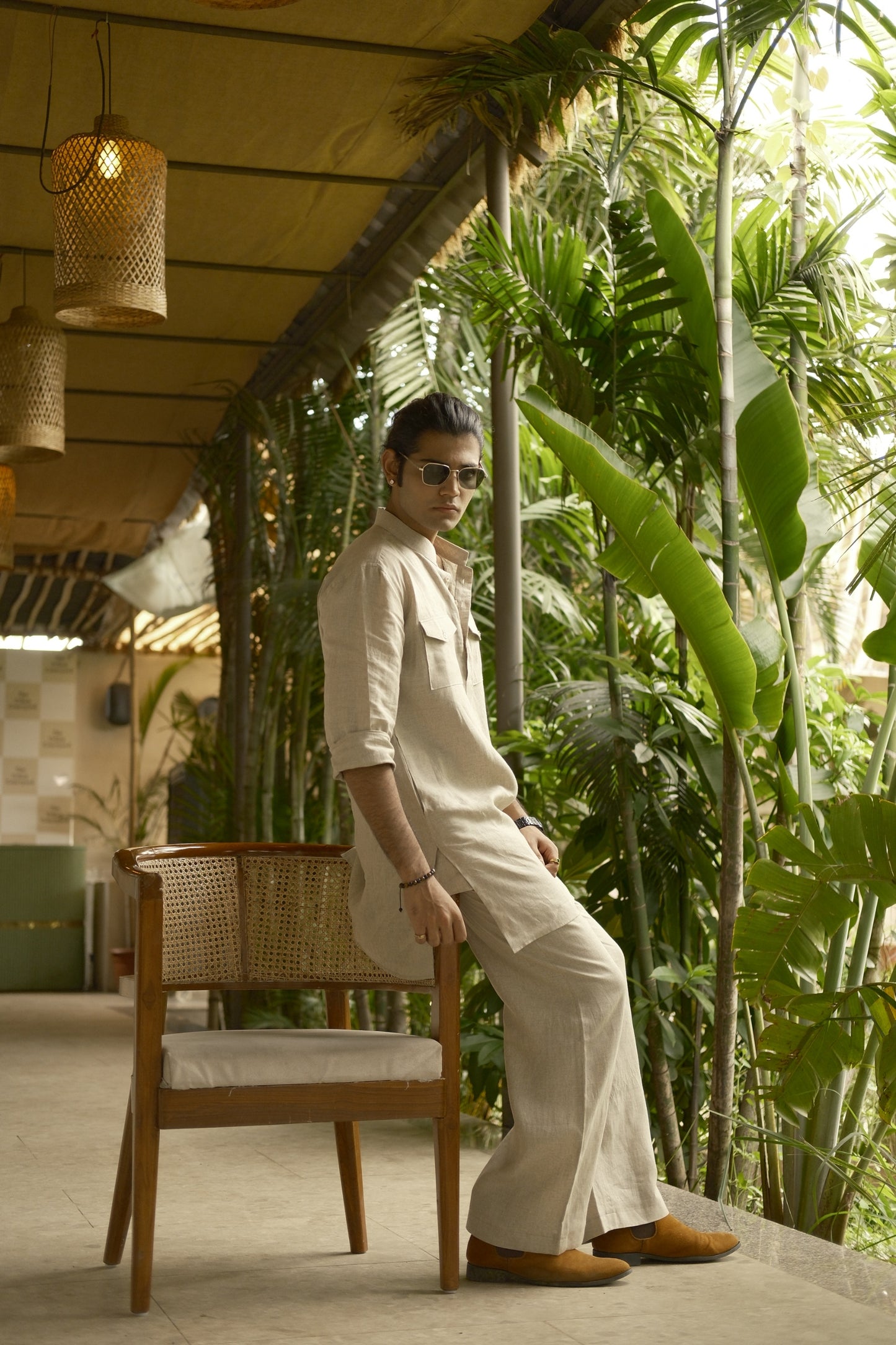 Natural Khadi Kurta Pyjama Pocket Set