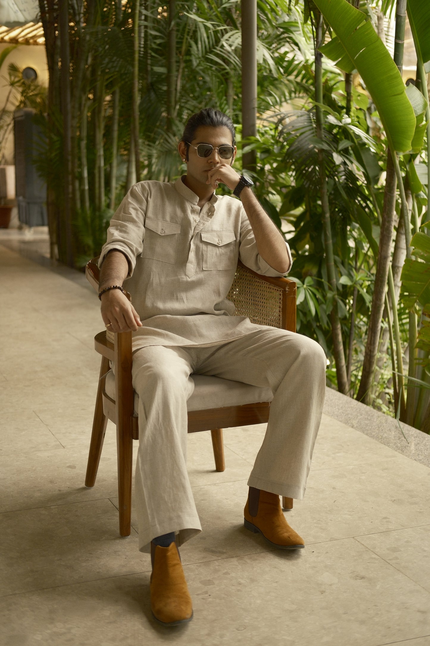 Natural Khadi Kurta Pyjama Pocket Set