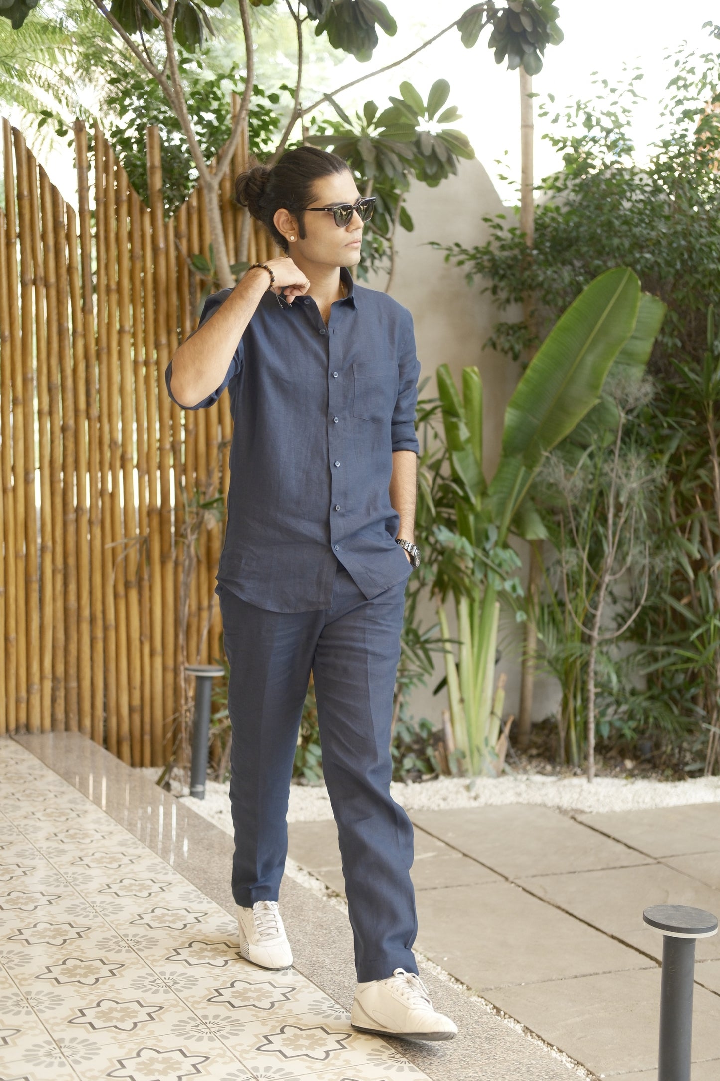 Navy Blue Linen Cord Set