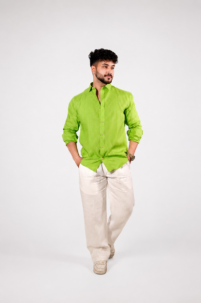 Fluorescent Green Linen Shirt