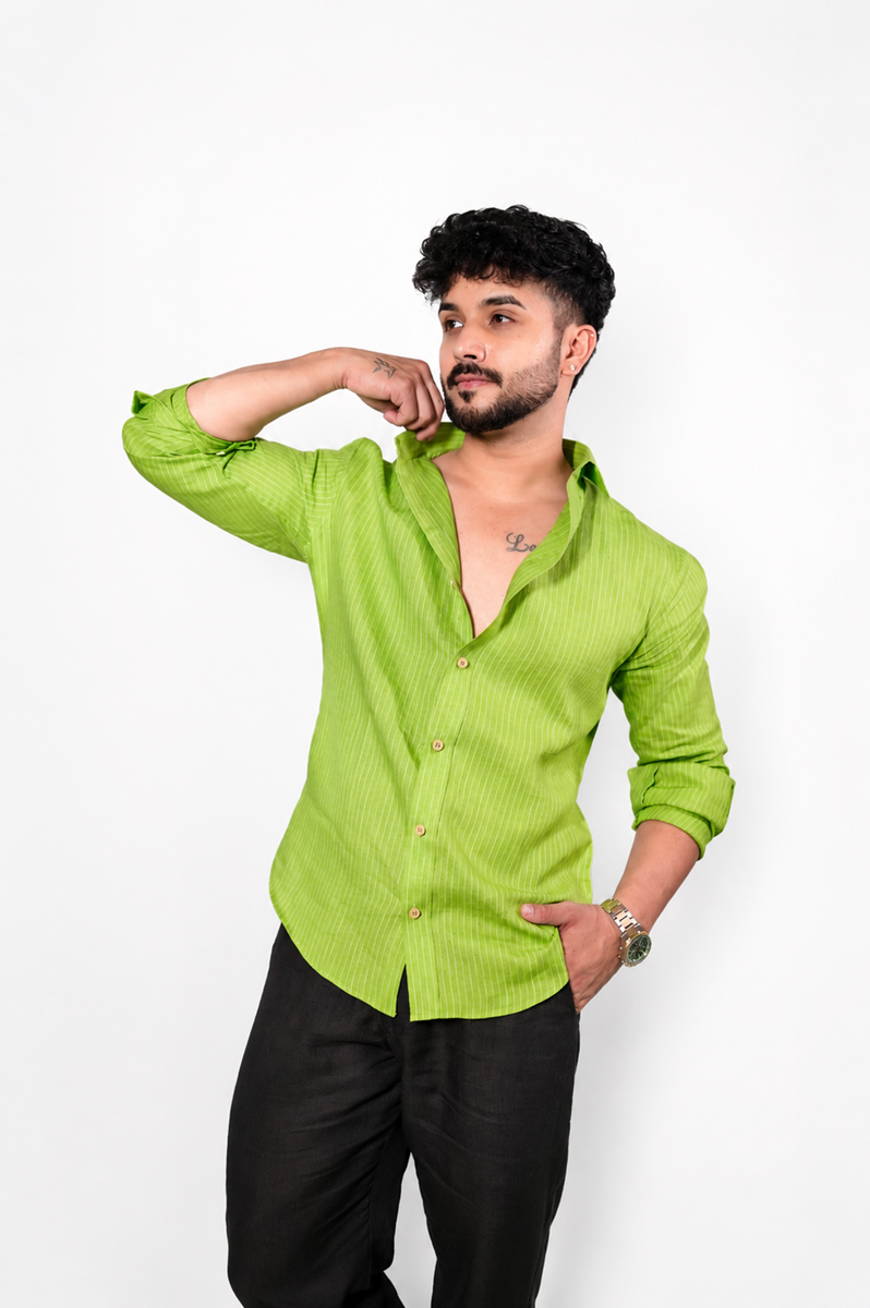 Fluorescent Green Linen Shirt