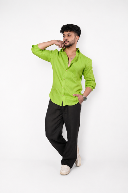 Fluorescent Green Linen Shirt