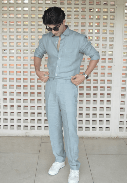 Greenish Grey Linen Trouser