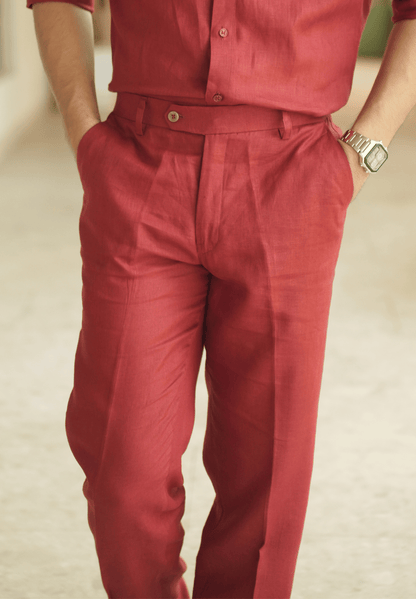 Matt Mehroon Linen Trouser