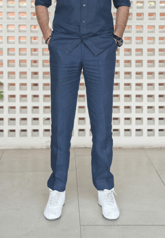 Navy Blue Linen Trouser