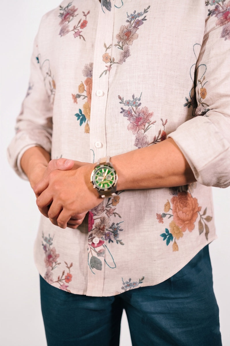 Natural Multi Floral Print Shirt