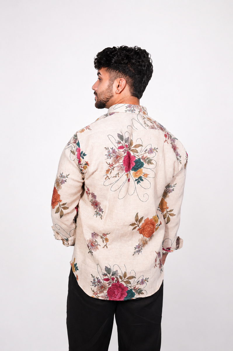 Natural Multi Floral Print Shirt