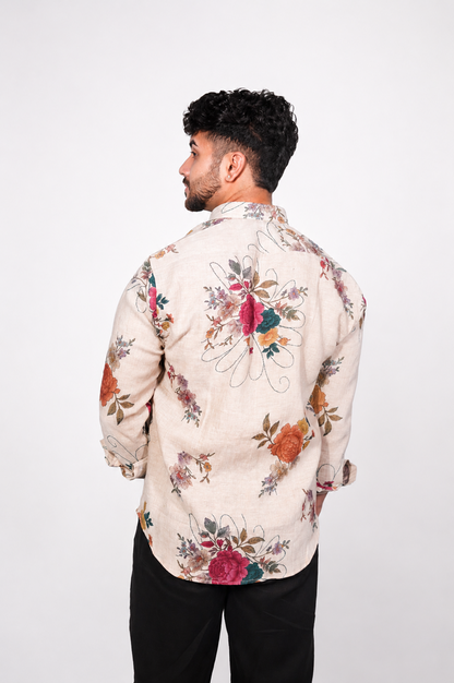 Natural Multi Floral Print Shirt