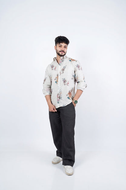 Natural Multi Floral Print Shirt