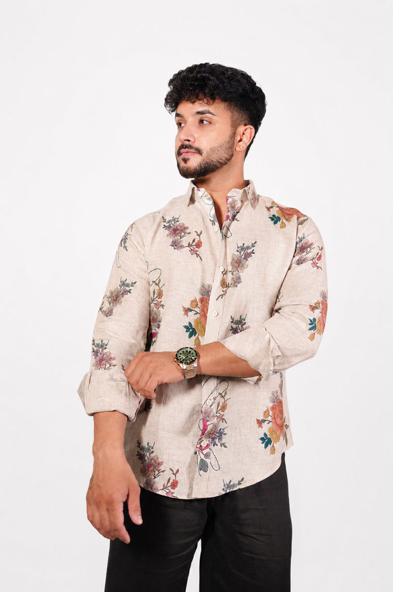 Natural Multi Floral Print Shirt