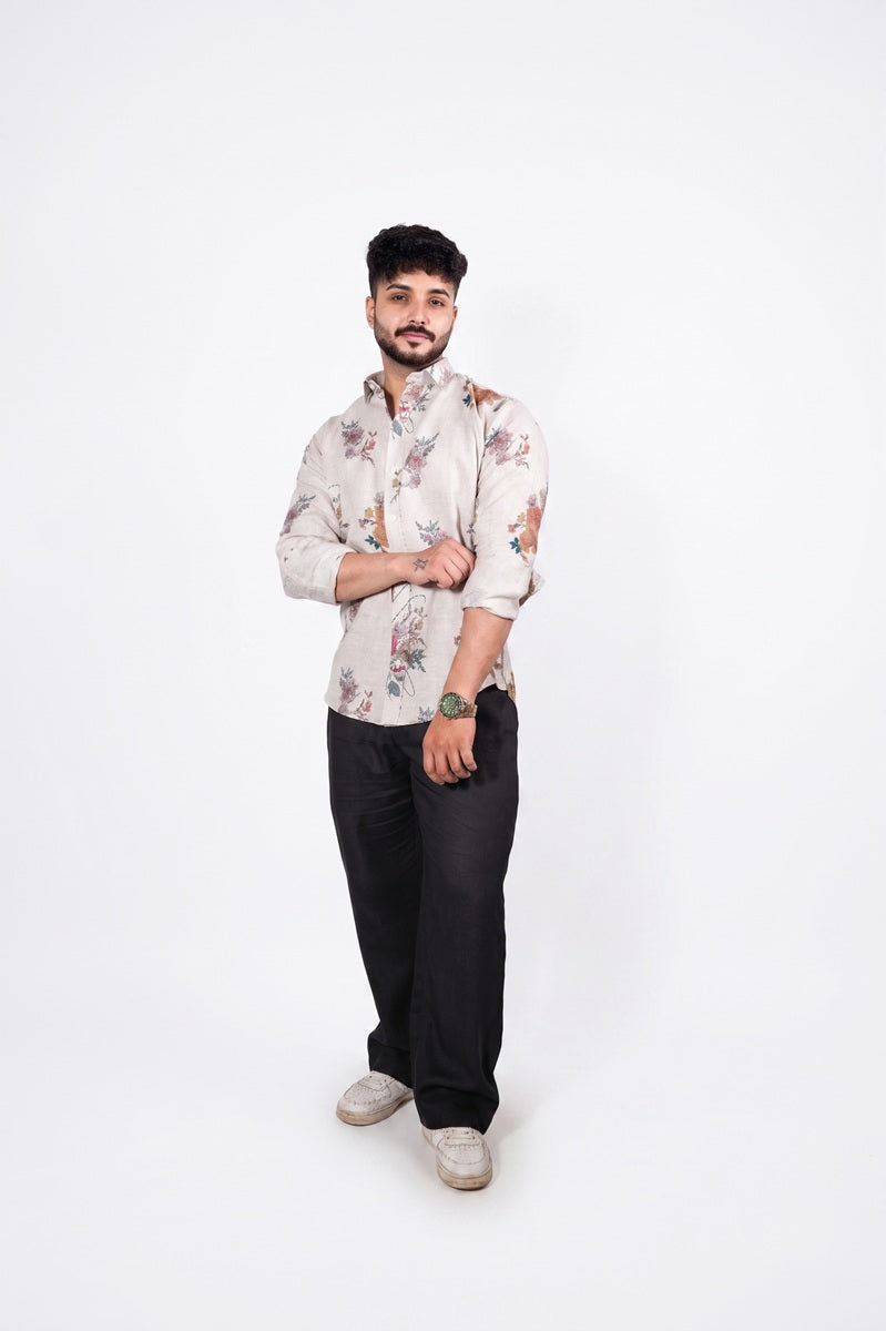 Natural Multi Floral Print Shirt