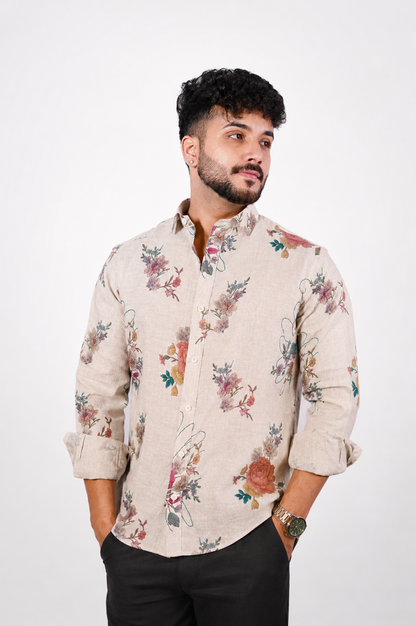 Natural Multi Floral Print Shirt