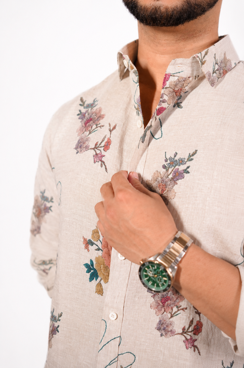 Natural Multi Floral Print Shirt