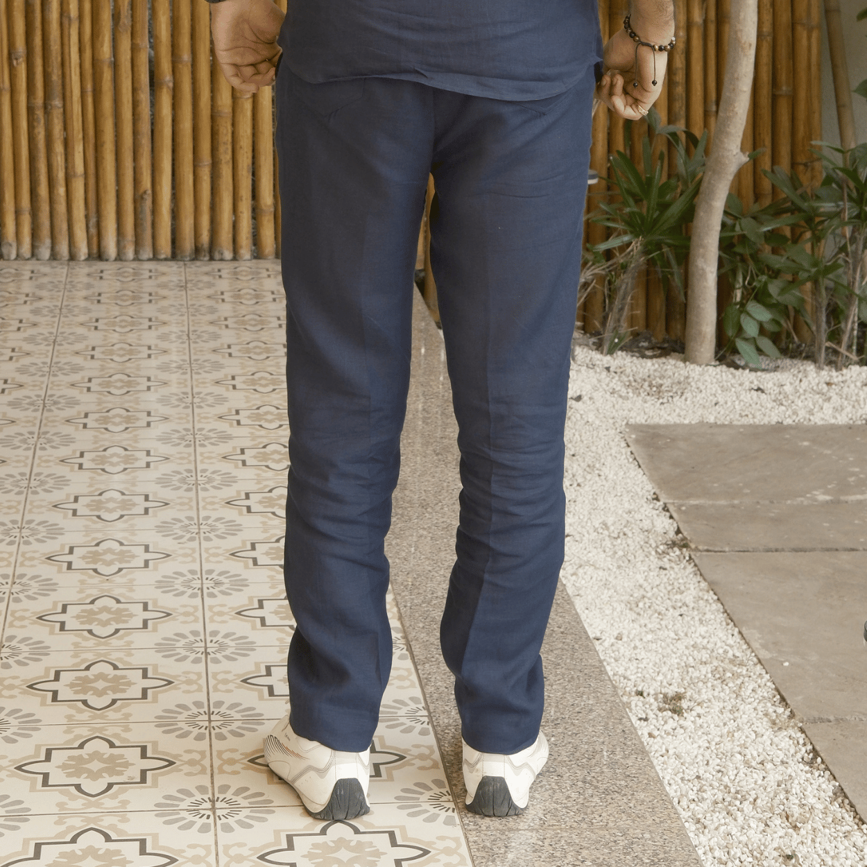 Navy Blue Linen Trouser