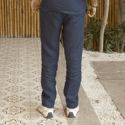 Navy Blue Linen Trouser