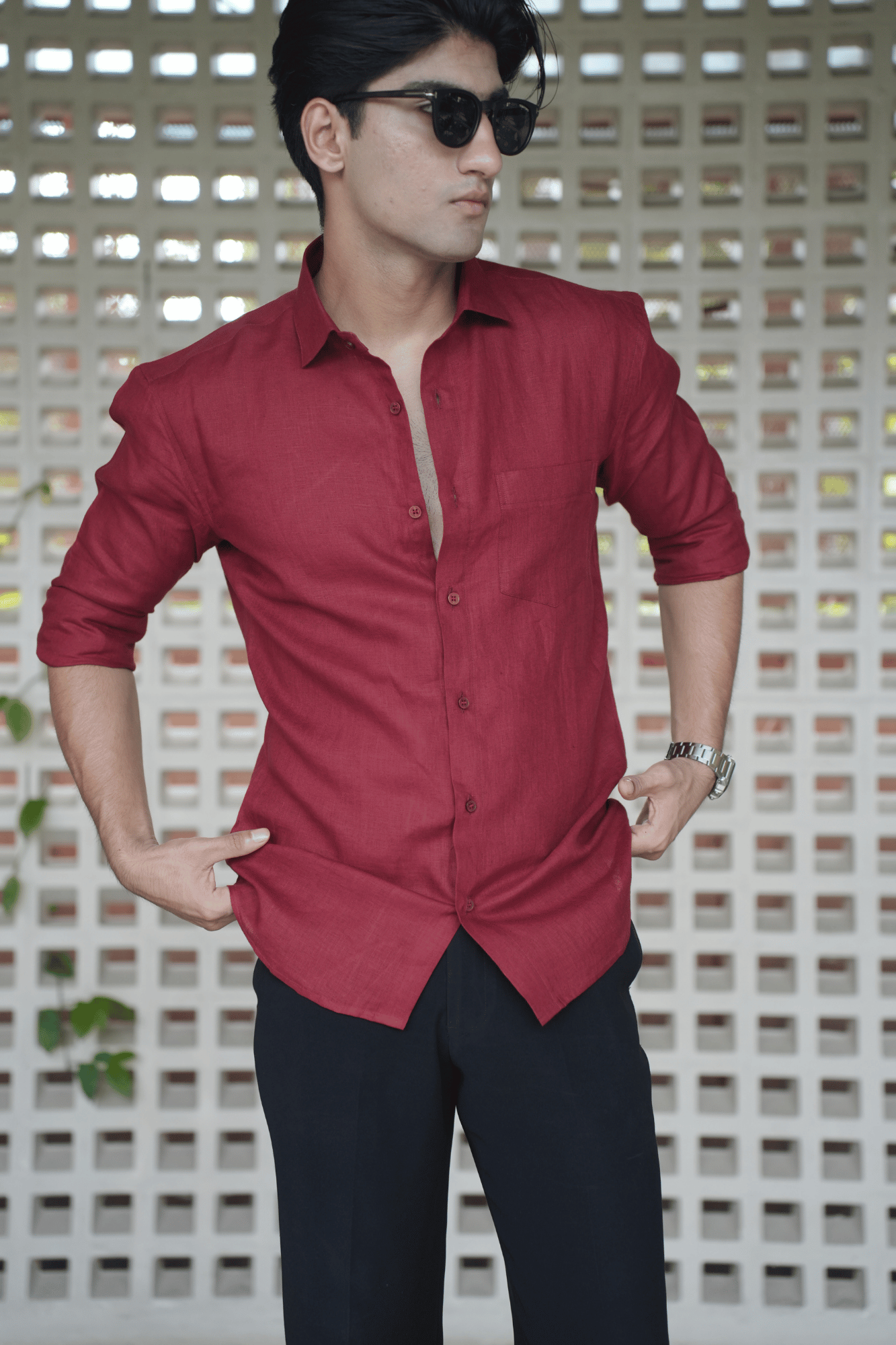 Matt Mehroon Linen Shirt