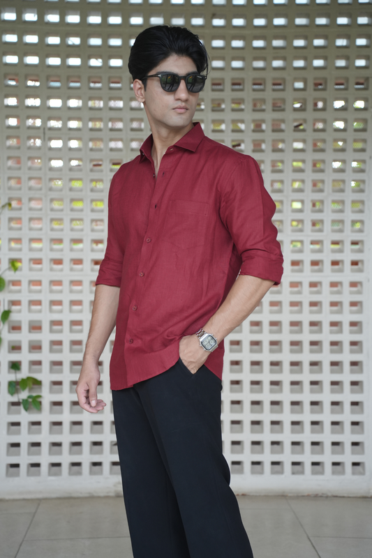 Matt Mehroon Linen Shirt