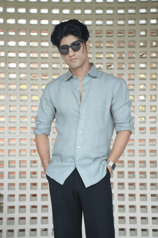Greenish Grey Linen Shirt
